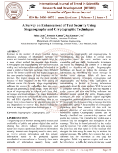 A Survey on Enhancement of Text Security Using Steganography and Cryptographic Techniques
