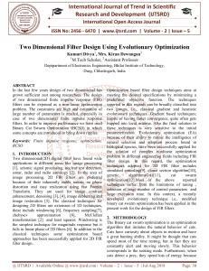 Two Dimensional Filter Design Using Evolutionary Optimization