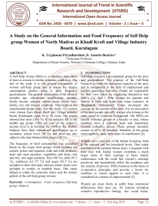 A Study on the General Information and Food Frequency of Self Help group Women of North Madras at Khadi Kraft and Village Industry Board, Kuralagam