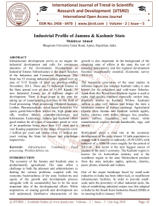 Industrial Profile of Jammu and Kashmir State