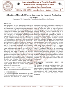 Utilization of Recycled Coarse Aggregate for Concrete Production