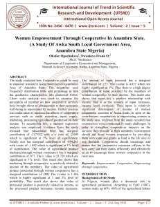 Women Empowerment Through Cooperative In Anambra State. A Study Of Awka South Local Government Area, Anambra State Nigeria