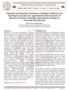 Migration and Education Experiences of Refugee Children in the East Region of Cameroon