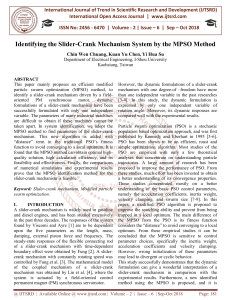 Identifying the Slider Crank Mechanism System by the MPSO Method