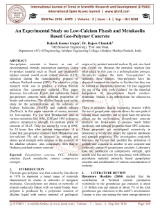 An Experimental Study on Low Calcium Flyash and Metakaolin Based Geo Polymer Concrete