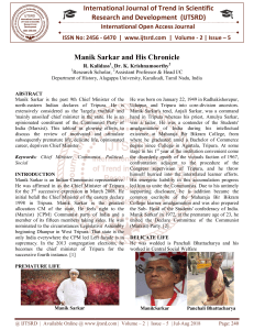 Manik Sarkar and His Chronicle