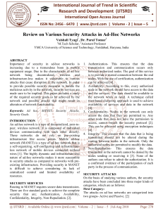 Review on Various Security Attacks in Ad Hoc Networks