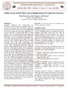 Study on use of Saw Dust Ash as Replacement of Cement in Concrete