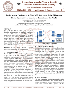 Performance Analysis of V Blast MIMO System Using Minimum Mean Square Error Equalizer Technique with BPSK