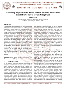 Frequency Regulation and Active Power Control in Wind Diesel Based Hybrid Power System Using BESS