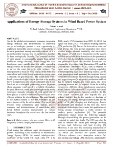 Applications of Energy Storage Systems in Wind Based Power System