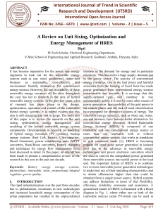 A Review on Unit Sizing, Optimization and Energy Management of HRES
