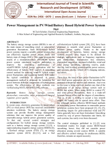 Power Management in PV Wind Battery Based Hybrid Power System