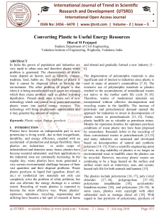 Converting Plastic to Useful Energy Resources
