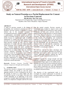 Study on Natural Pozzolan as a Partial Replacement for Cement in Pervious Concrete