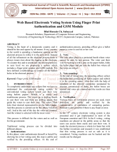 Web Based Electronic Voting System Using Finger Print Authentication and GSM Module