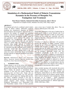 Simulation of a Mathematical Model of Malaria Transmission Dynamics in the Presence of Mosquito Net, Fumigation And Treatment