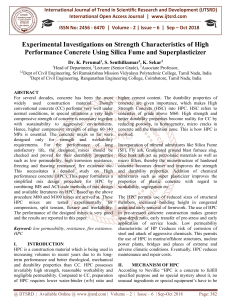 Experimental Investigations on Strength Characteristics of High Performance Concrete Using Silica Fume and Superplasticizer