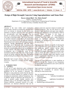 Design of High Strength Concrete Using Superplastisizer and Stone Dust