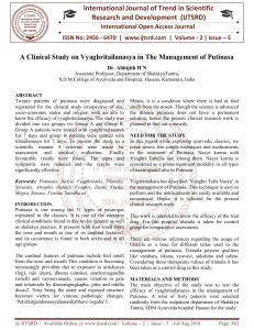 A Clinical Study on Vyaghritailanasya in The Management of Putinasa