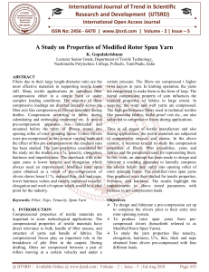 A Study on Properties of Modified Rotor Spun Yarn