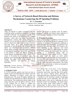 A Survey of Network Based Detection and Defense Mechanisms Countering the IP Spoofing Problems