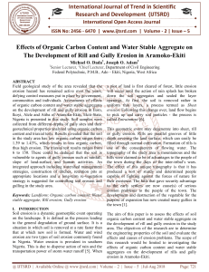 Effects of Organic Carbon Content and Water Stable Aggregate on The Development of Rill and Gully Erosion in Aramoko Ekiti