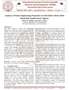 Analyses of Some Engineering Properties of Ado Ekiti to Ilawe Ekiti Road Soil, Southwestern Nigeria