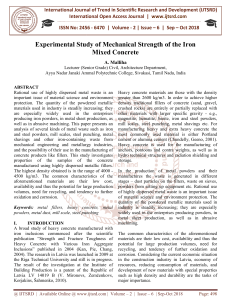 Experimental Study of Mechanical Strength of the Iron Mixed Concrete