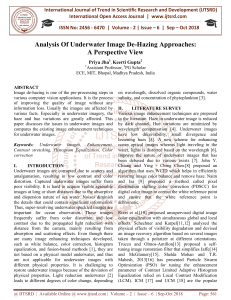 Analysis Of Underwater Image De Hazing Approaches A Perspective View