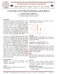 A Case Study on the Village Keelamattiyan and its Believes