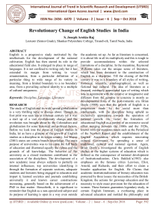 Revolutionary Change of English Studies in India