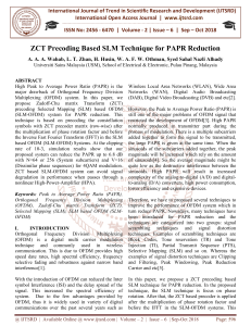 ZCT Precoding Based SLM Technique for PAPR Reduction