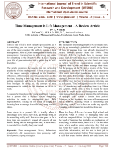 Time Management is Life Management - A Review Article