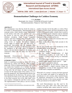 Demonetisation Challenges in Cashless Economy