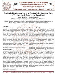 Biochemical Composition and Liver Somatic Index Studies on Carps of Tawa and Halali Reservoirs in Bhopal, India