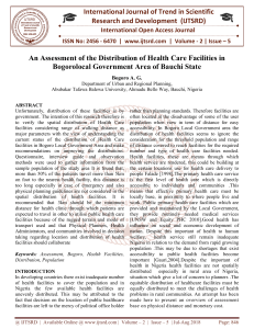 An Assessment of the Distribution of Health Care Facilities in Bogorolocal Government Area of Bauchi State