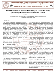 Solid State Mixture Identification of Crystal Indomethacin by Spectroscopy Comparison with Thermal Analysis