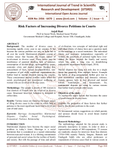 Risk Factors of Increasing Divorce Petitions in Courts
