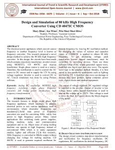 Design and Simulation of 80 kHz High Frequency Converter Using CD 4047IC CMOS