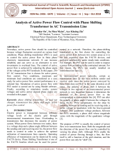 Analysis of Active Power Flow Control with Phase Shifting Transformer in AC Transmission Line
