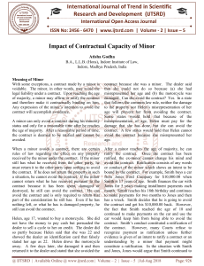 Impact of Contractual Capacity of Minor