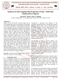 Analyses of some Engineering Properties of Isan Ekiti Soil, Southwestern Nigeria