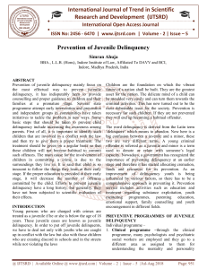 Prevention of Juvenile Delinquency