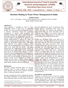 Decision Making in Waste Water Management in India