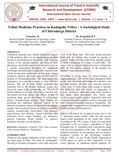 Tribal Medicine Practices in Kadugolla Tribes A Sociological Study of Chitradurga District
