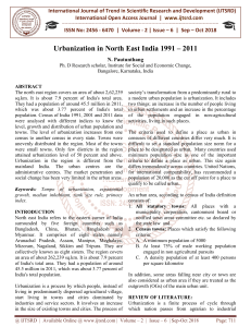 Urbanization in North East India 1991 - 2011