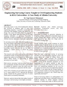 Engineering Surveying Course Taught to Civil Engineering Students in KSA Universities A Case Study of Albaha University