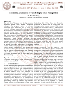 Automatic Attendance System Using Speaker Recognition