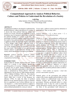 Computational Approach to Analyze Political Behavior, Culture and Policies to Understand the Revolution of a Society